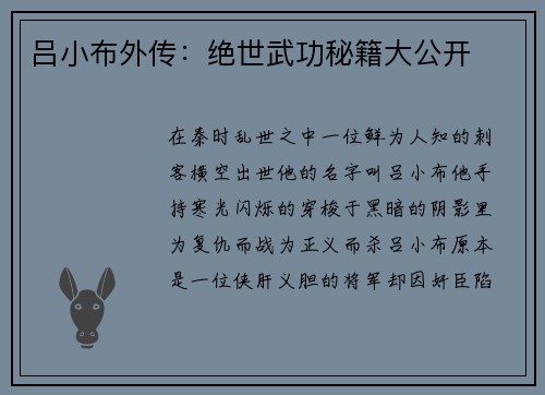 吕小布外传：绝世武功秘籍大公开